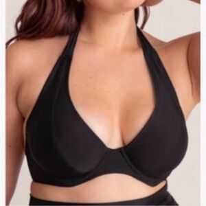 Shapermint Full Coverage Halter Bikini Top - Black